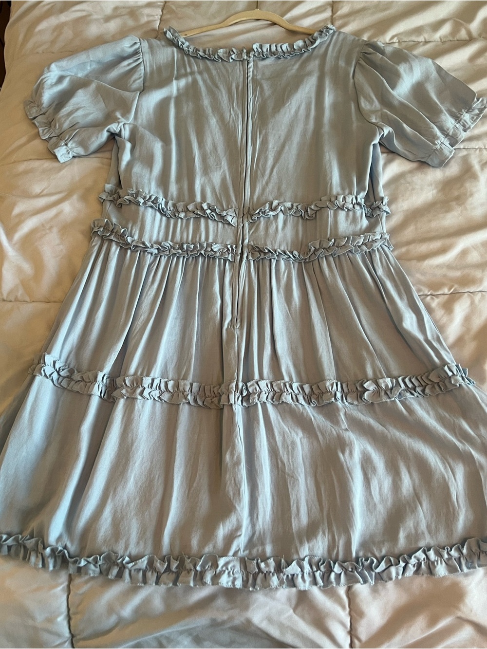 Mi Ami Pastel Blue Cottagecore Milkmaid Tiered Dress 1XL Babydoll Romantic Plus - Picture 3 of 10